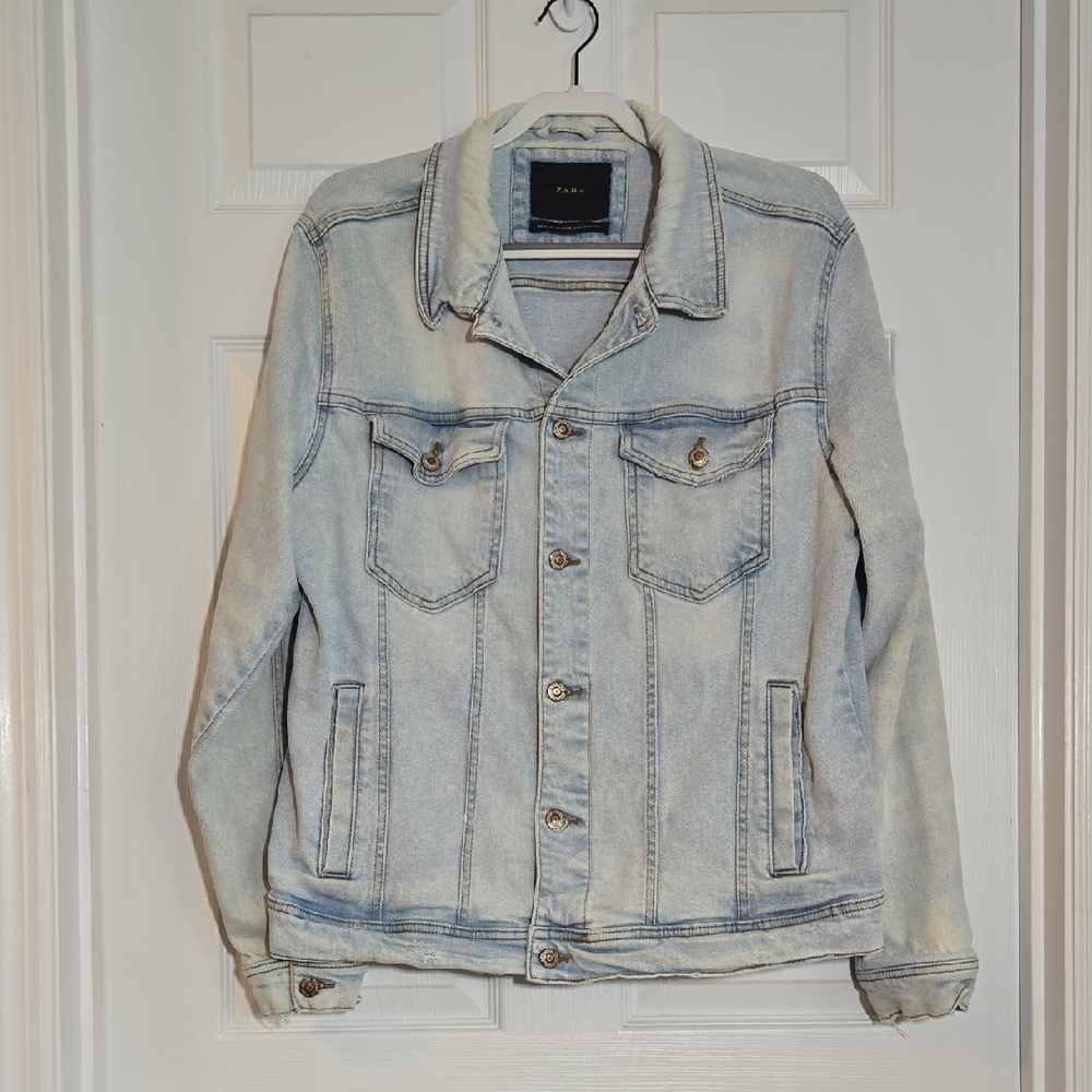 Zara Light Wash Denim Jacket - Pale Blue Xxlg